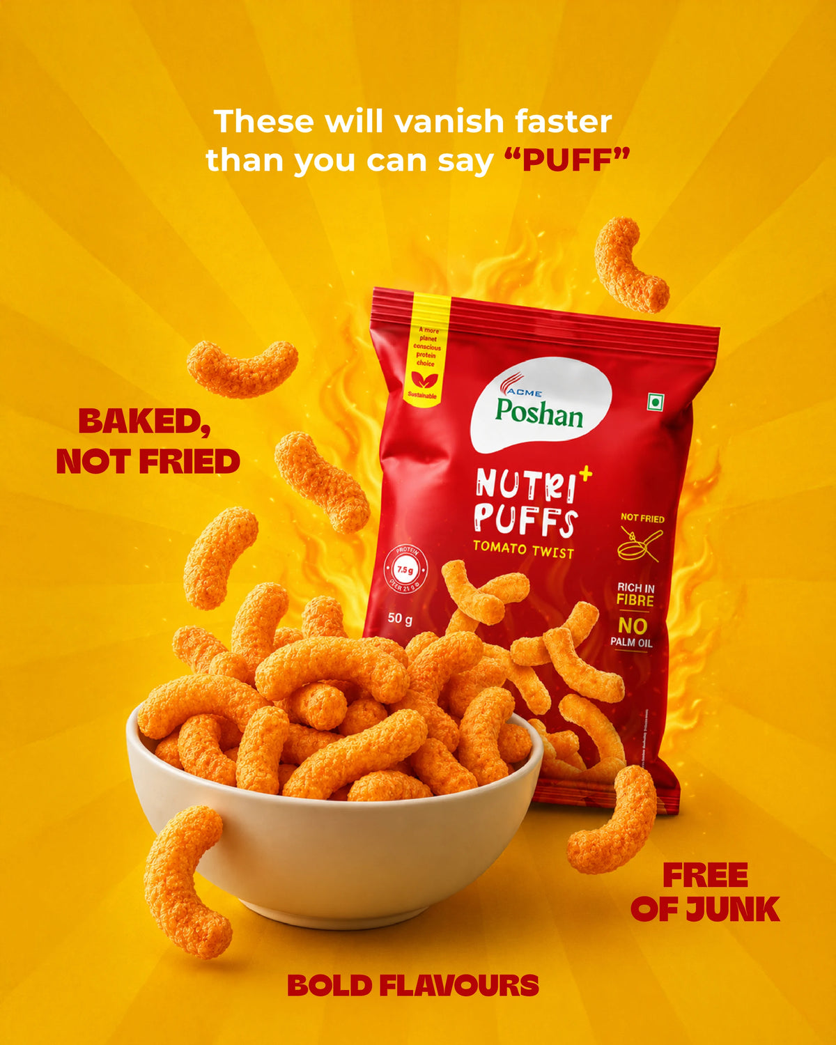Nutri+ Puffs Tomato Twist 50gms