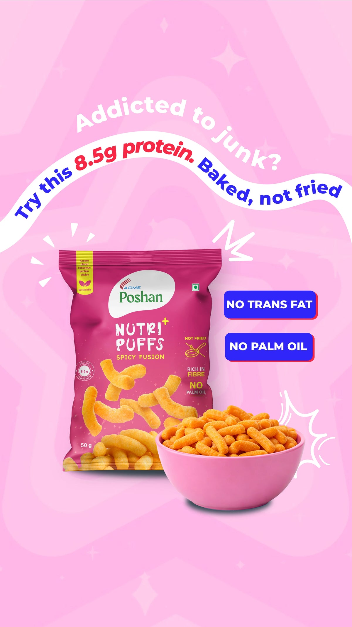 Nutri+ Puffs Spicy Fusion 50gms