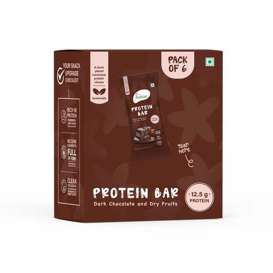 Protein Bar Dark Chocolate and Dry Fruits 50gms, 12.5gms protein-Pack of 6