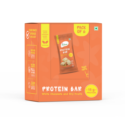Protein Bar White Chocolate and Dry Fruits 50gms, 15gms protein-Pack of 6