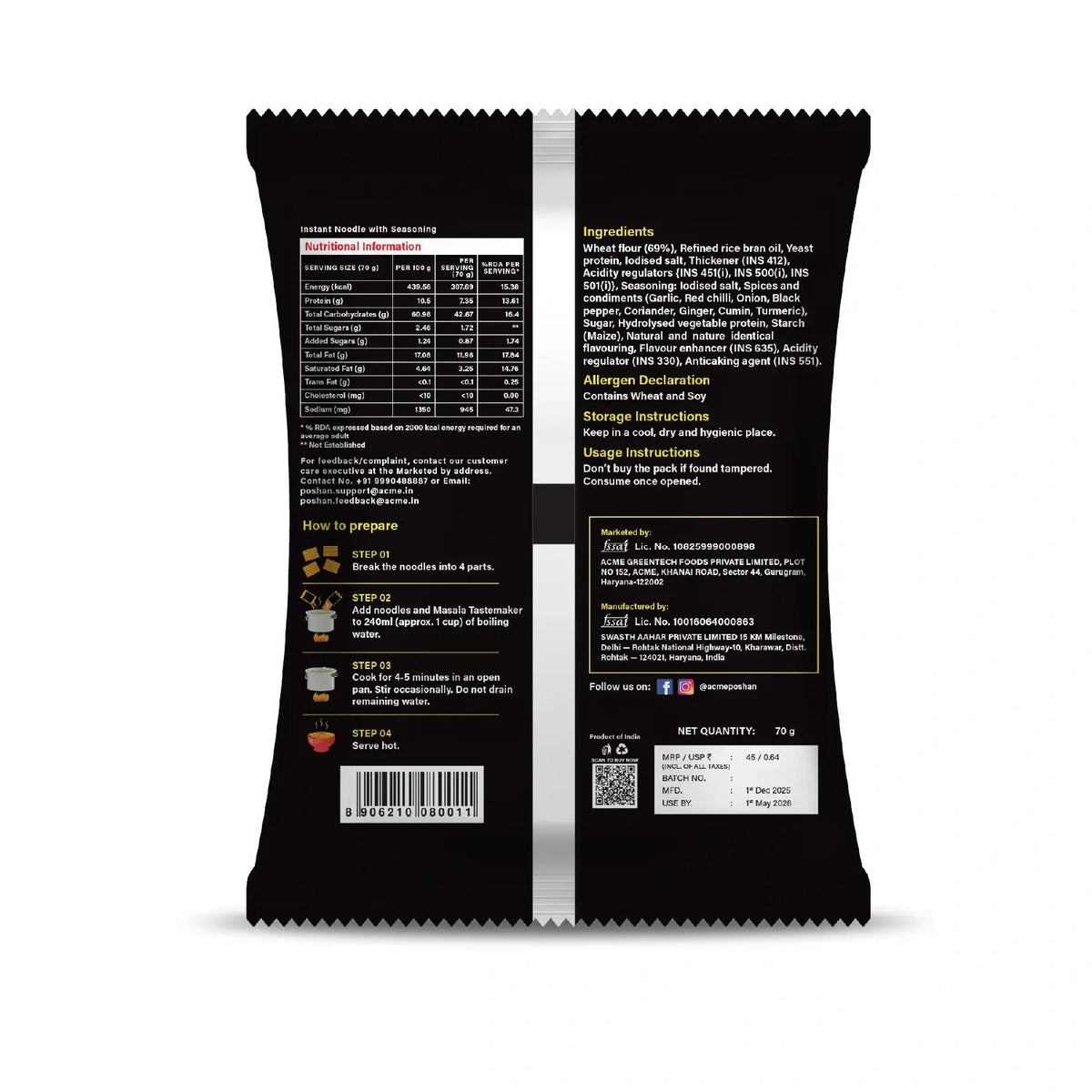Nutri+ Noodles Korean Chilli 70gms