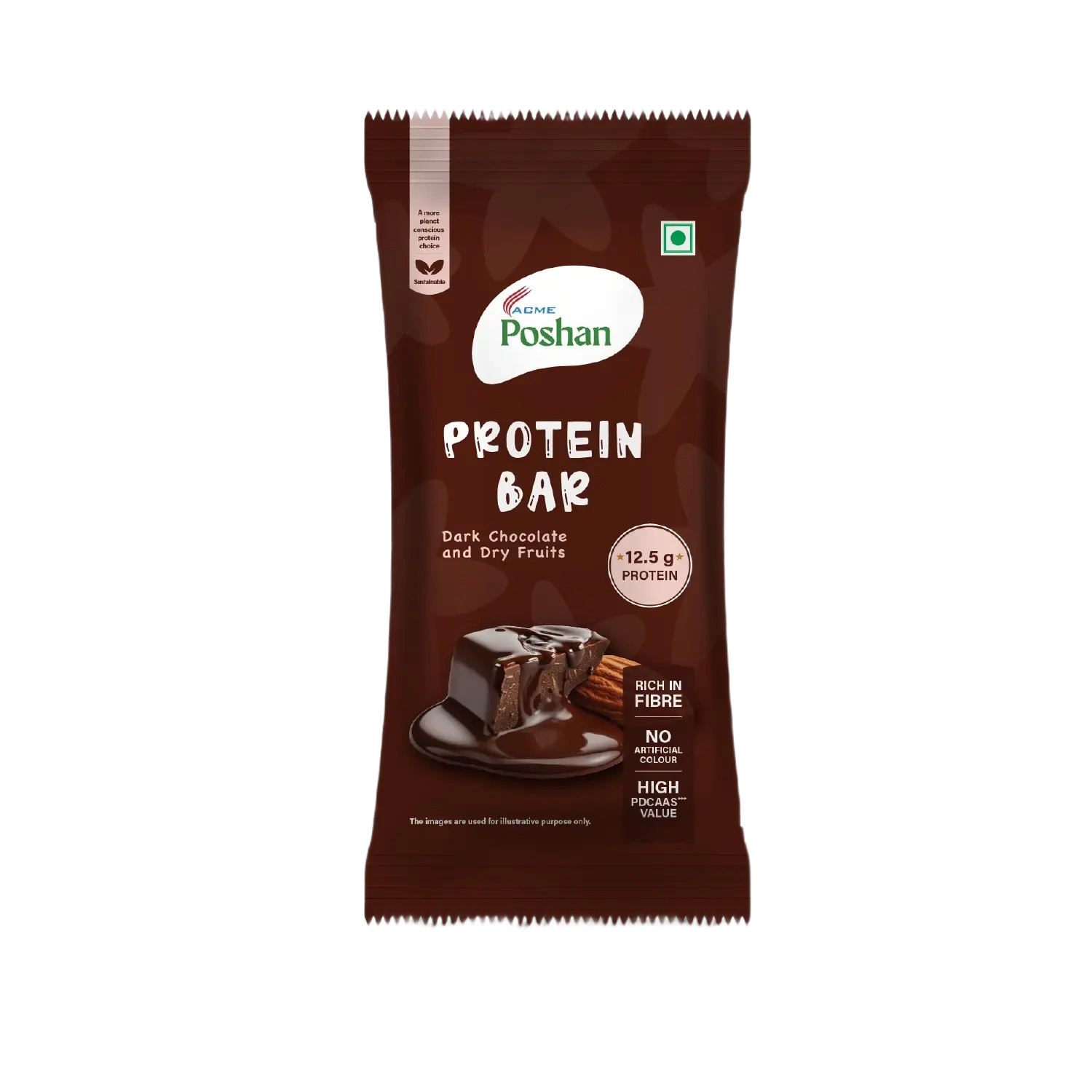 Protein Bar Dark Chocolate and Dry Fruits 50gms, 12.5gms protein