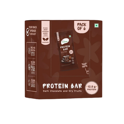 Protein Bar Dark Chocolate and Dry Fruits 50gms, 12.5gms protein-Pack of 6