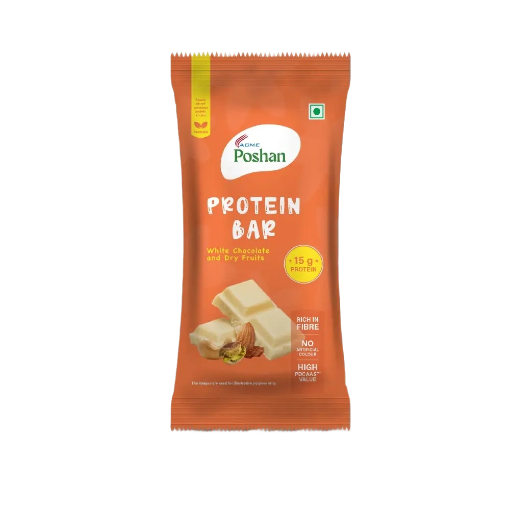 Protein Bar White Chocolate and Dry Fruits 50gms, 15gms protein