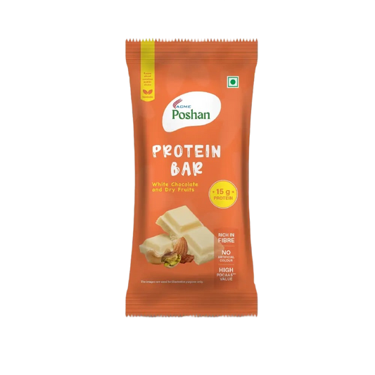 Protein Bar White Chocolate and Dry Fruits 50gms, 15gms protein