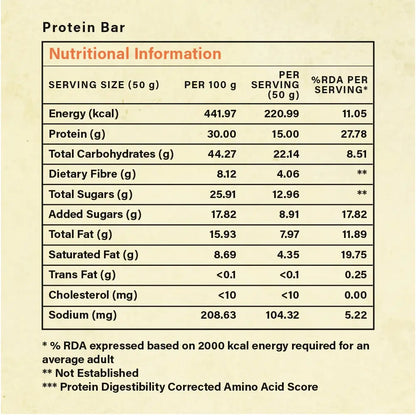 Protein Bar White Chocolate and Dry Fruits 50gms, 15gms protein