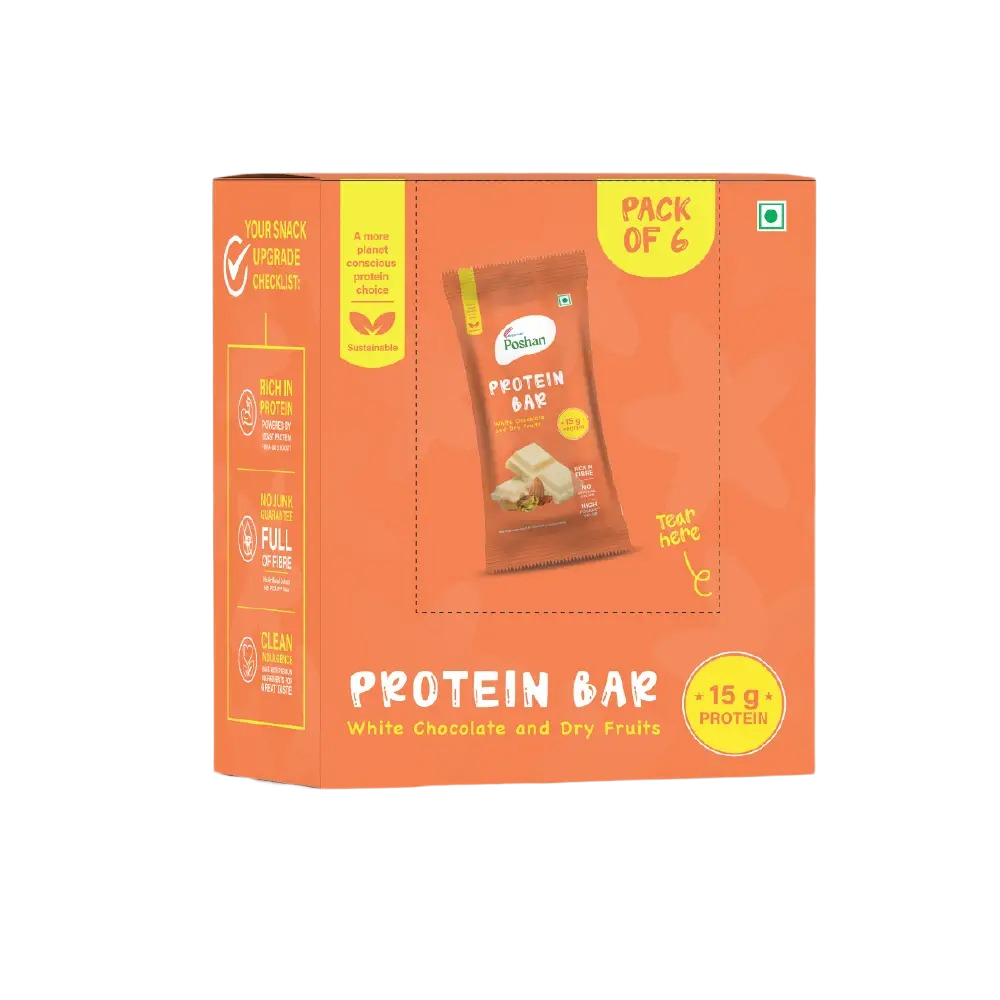 Protein Bar White Chocolate and Dry Fruits 50gms, 15gms protein-Pack of 6
