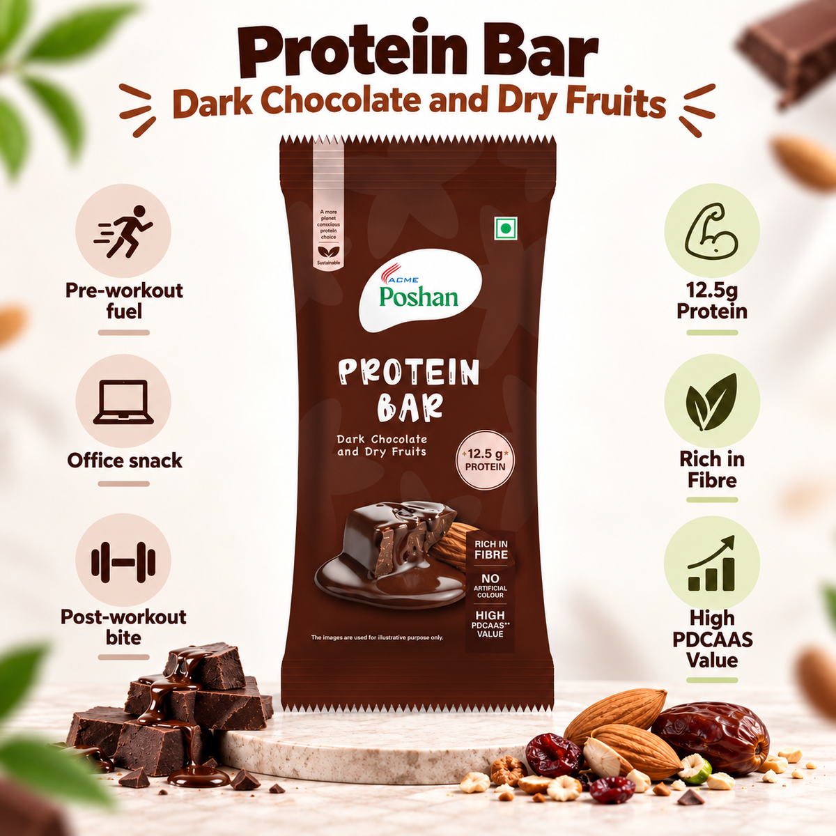 Protein Bar Dark Chocolate and Dry Fruits