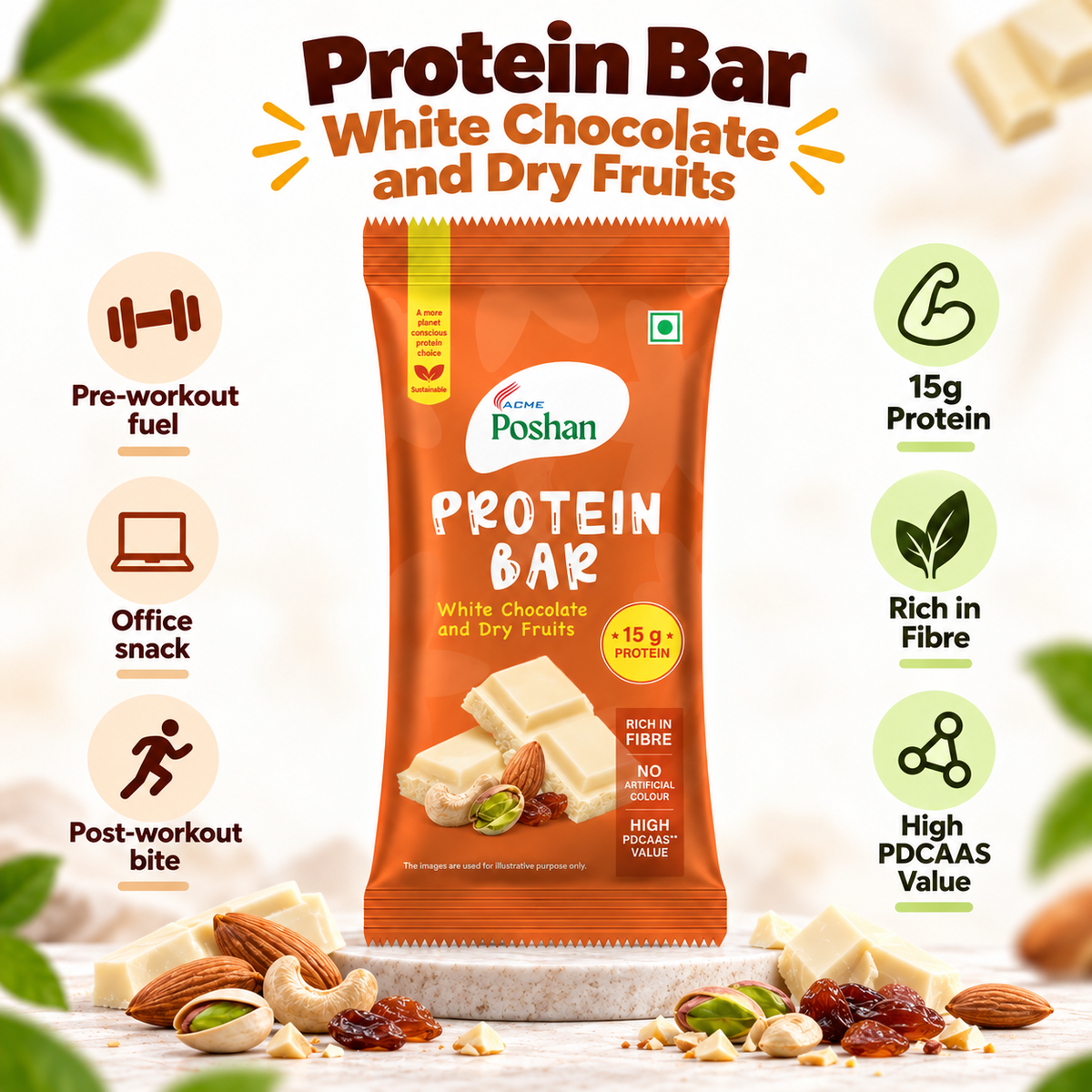 Protein Bar White Chocolate and Dry Fruits