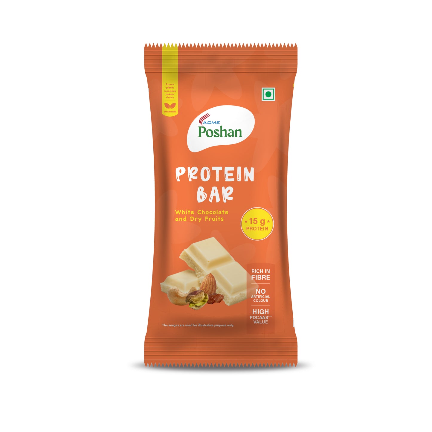 Protein Bar White Chocolate and Dry Fruits 50gms, 15gms protein-Pack of 6