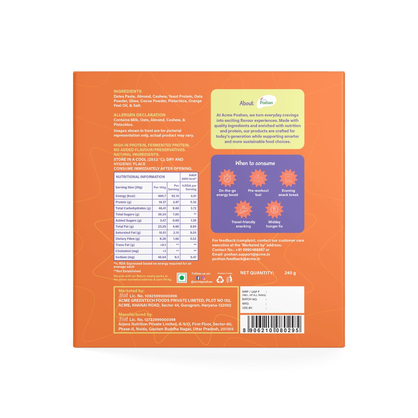 Perfect Dates Cocoa Orange Pack of 12, 240gms