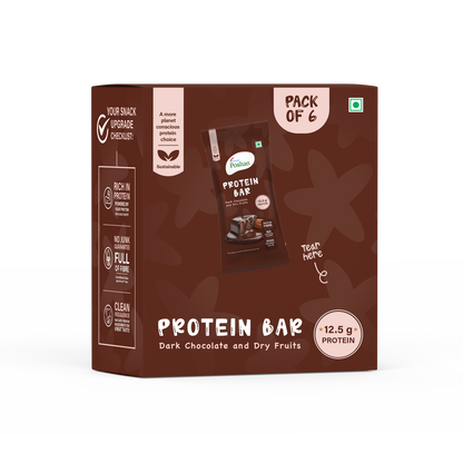 Protein Bar Dark Chocolate and Dry Fruits 50gms, 12.5gms protein-Pack of 6