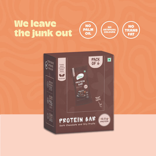 Protein Bar Dark Chocolate and Dry Fruits 50gms, 12.5gms protein-Pack of 6