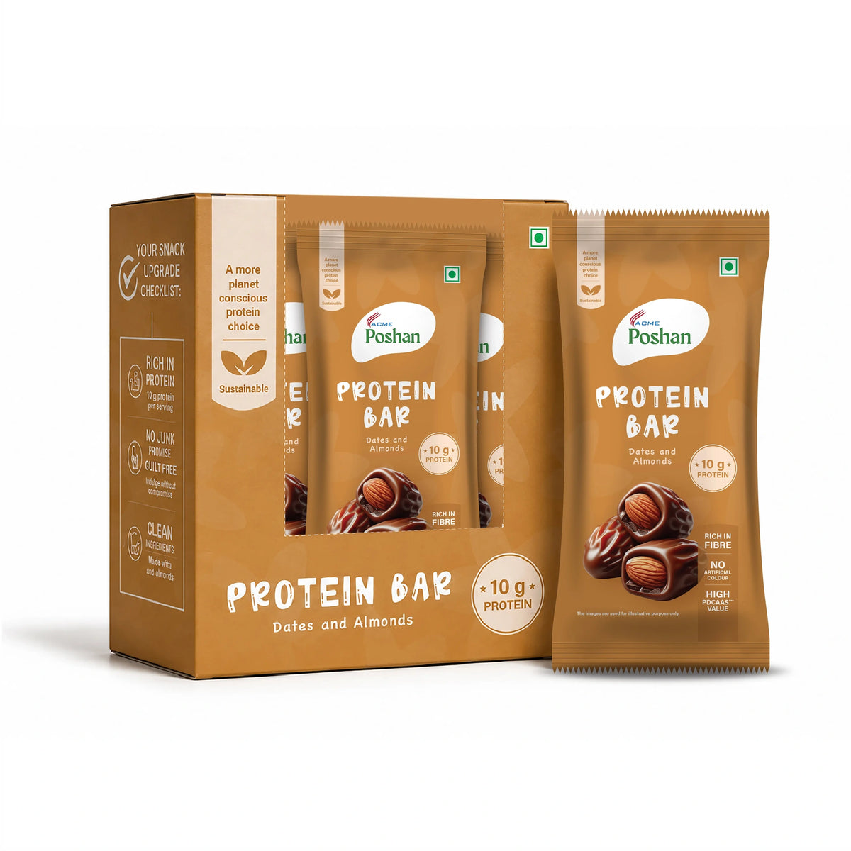 Protein Bar Dates and Almonds 50gms,10gm protein-Pack of 6