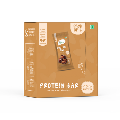 Protein Bar Dates and Almonds 50gms,10gm protein-Pack of 6