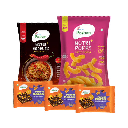 Perfect Dates Cocoa Orange 3 ( 60gms) +Korean noodles 70gms+ Spicy Fusion puff 50gms