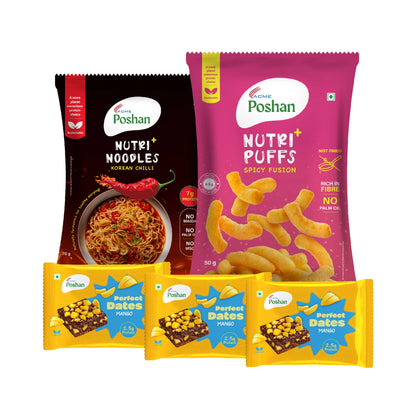 Perfect Dates Mango 3 ( 60gms) +Korean noodles 70gms+ Spicy Fusion puff 50gms