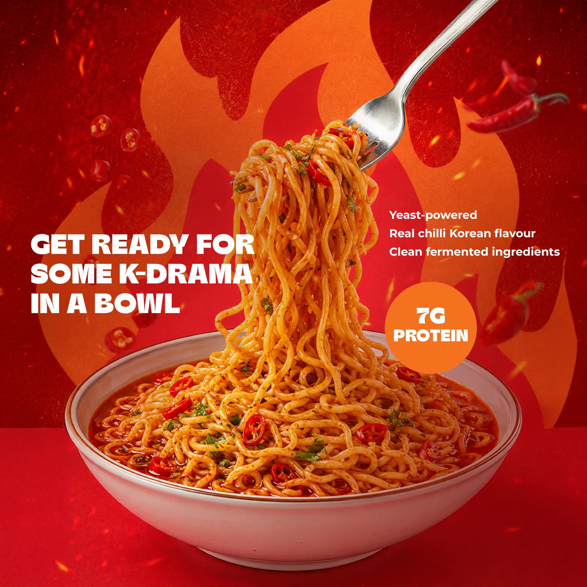 Nutri+ Noodles Korean Chilli Pack of 4, 280gms