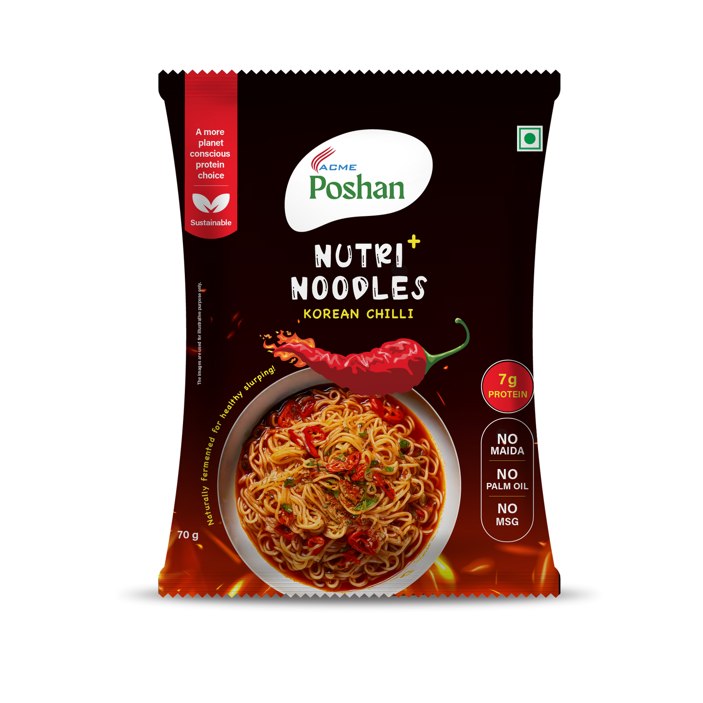 Nutri+ Noodles Korean Chilli Pack of 4, 280gms