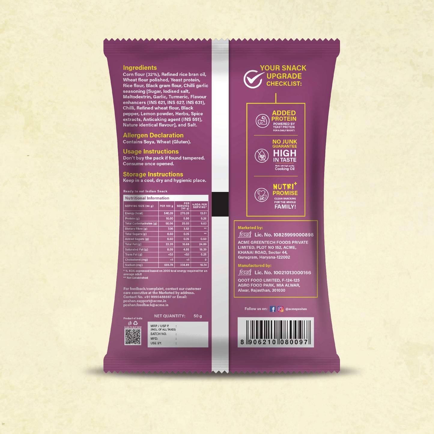 Nutri+ Sticks Chilli Garlic 50gms