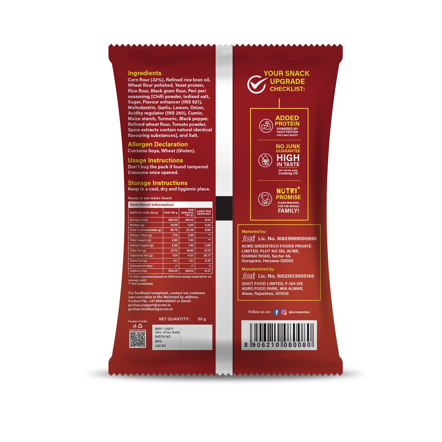 Nutri+ Sticks Peri Peri Punch 50gms