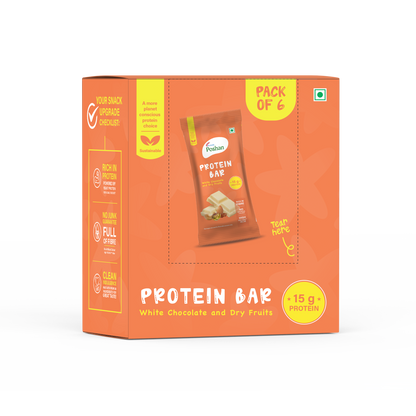Protein Bar White Chocolate and Dry Fruits 50gms, 15gms protein-Pack of 6