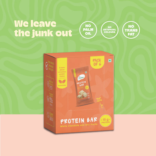 Protein Bar White Chocolate and Dry Fruits 50gms, 15gms protein-Pack of 6