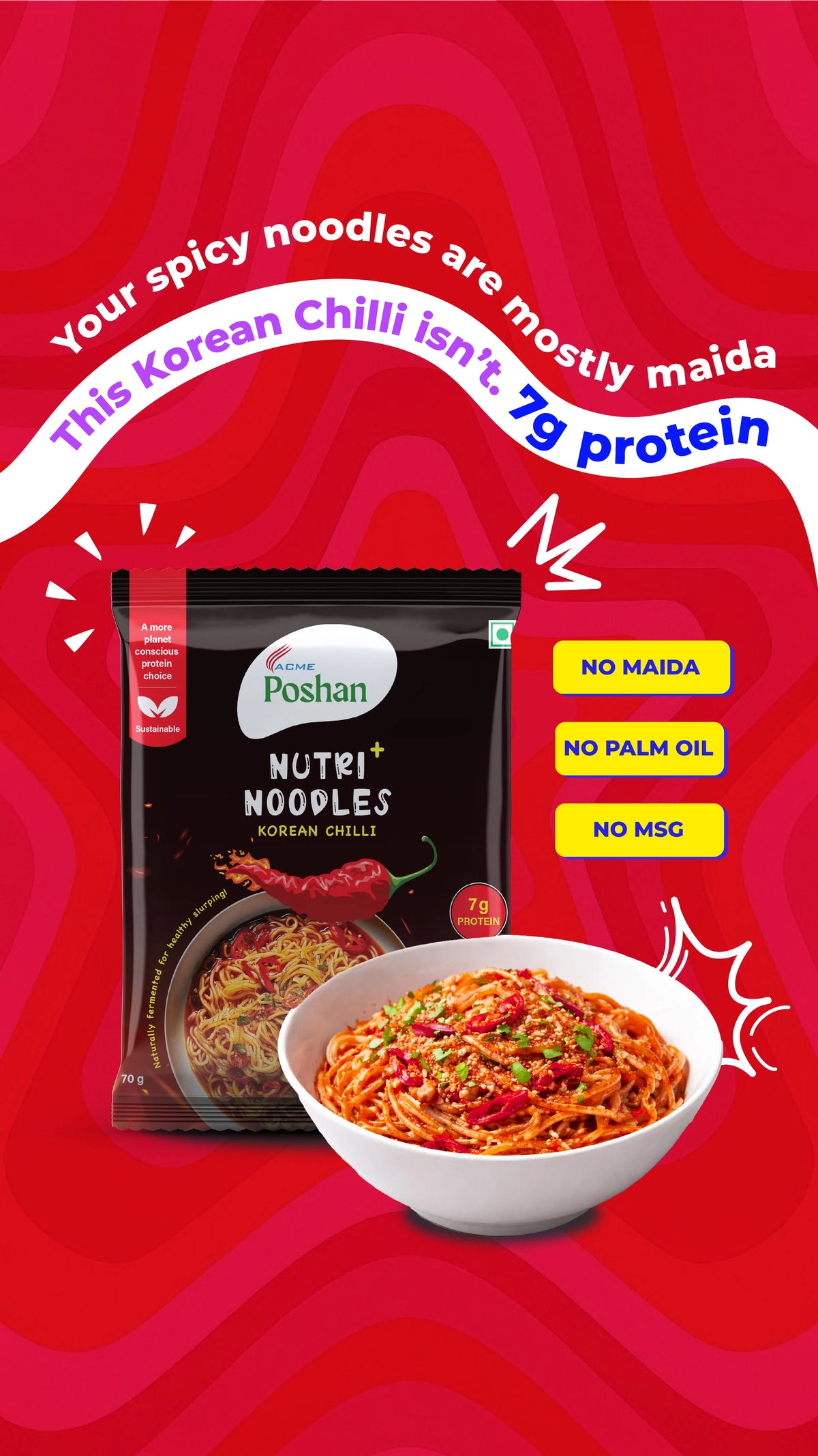 Nutri+ Noodles Korean Chilli 70gms