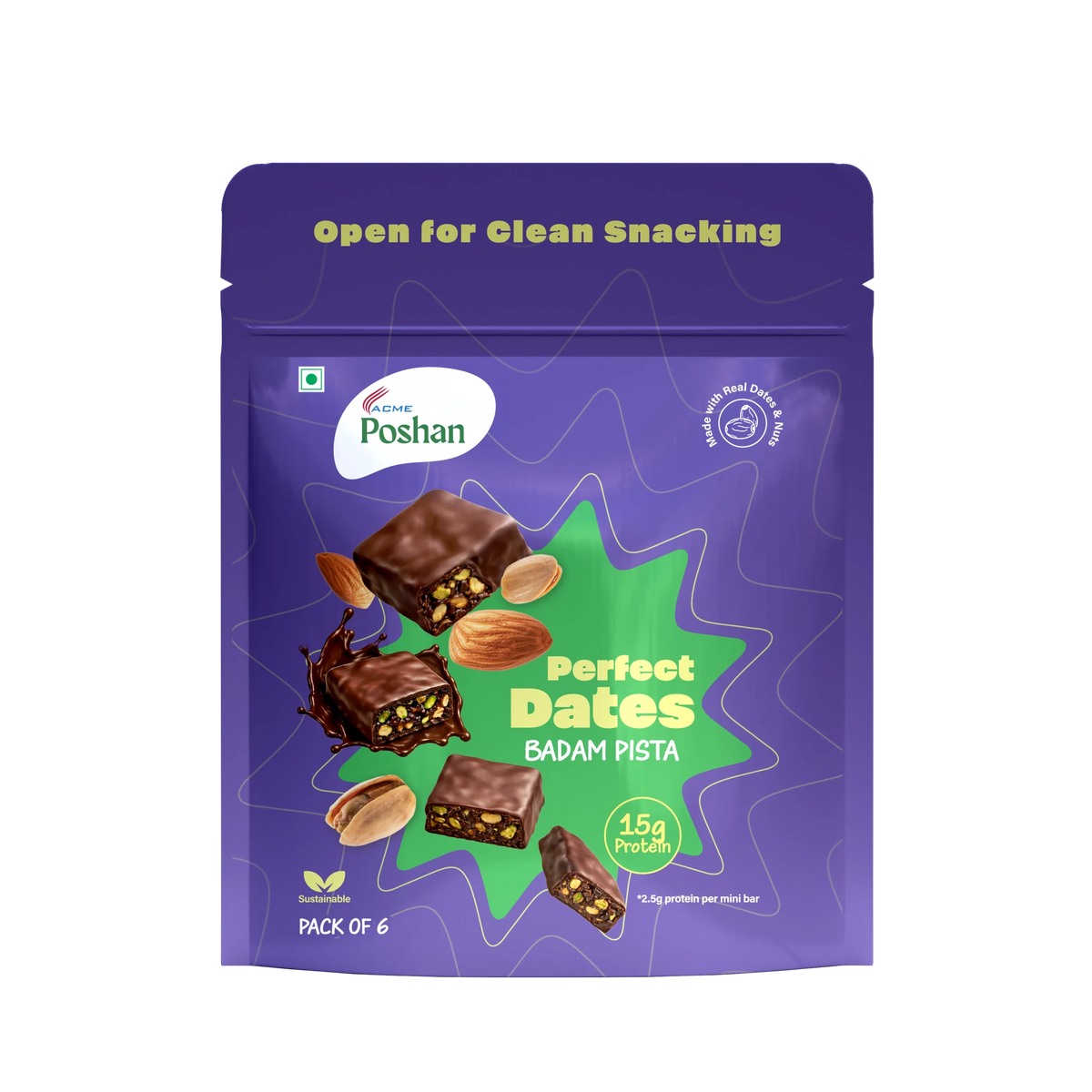 Perfect Dates Badam Pista Pack of 6, 120gm