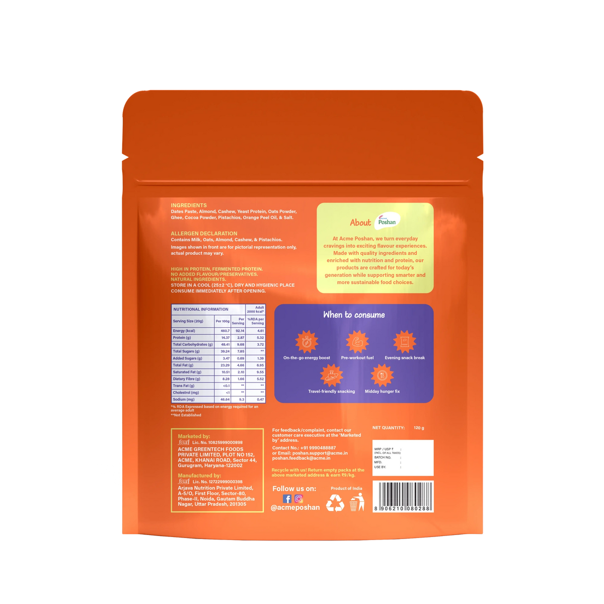 Perfect Dates Cocoa Orange pack of 6, 120 gms
