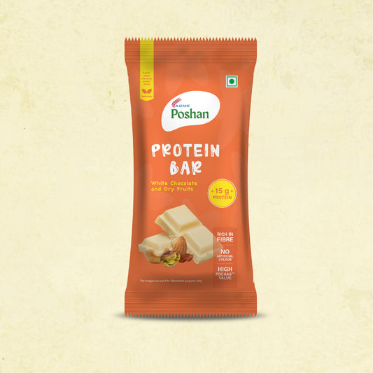 Protein Bar White Chocolate and Dry Fruits 50gms, 15gms protein