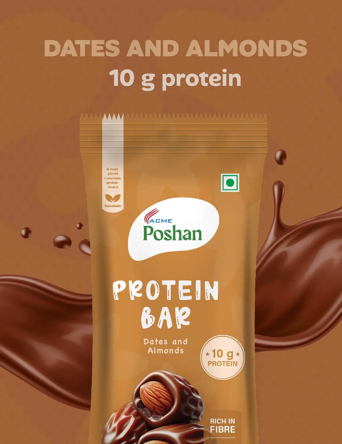 Protein Bar Dates and Almonds 50gms, 10gms protein