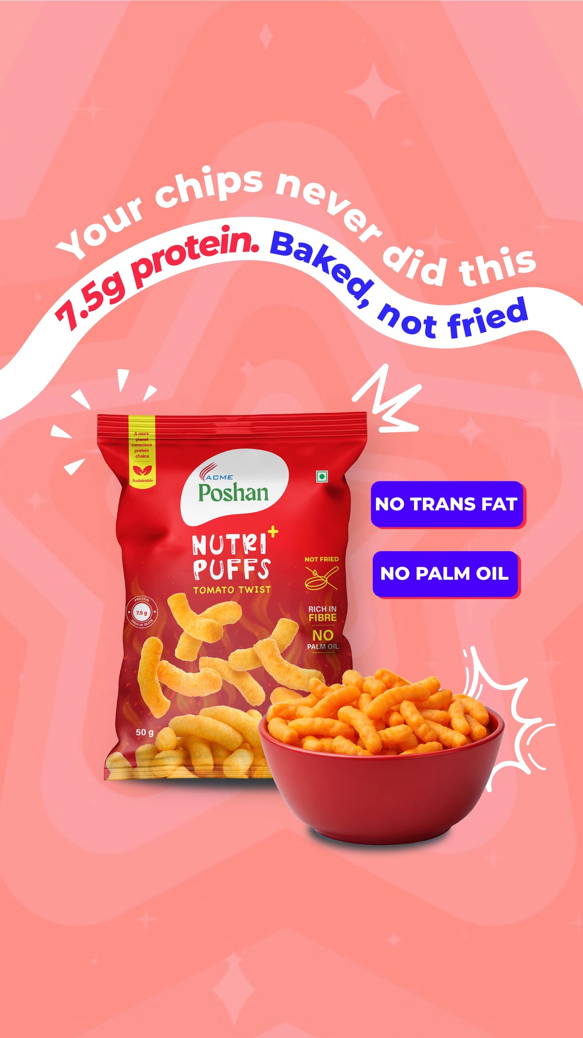 Nutri+ Puffs Tomato Twist 50gms