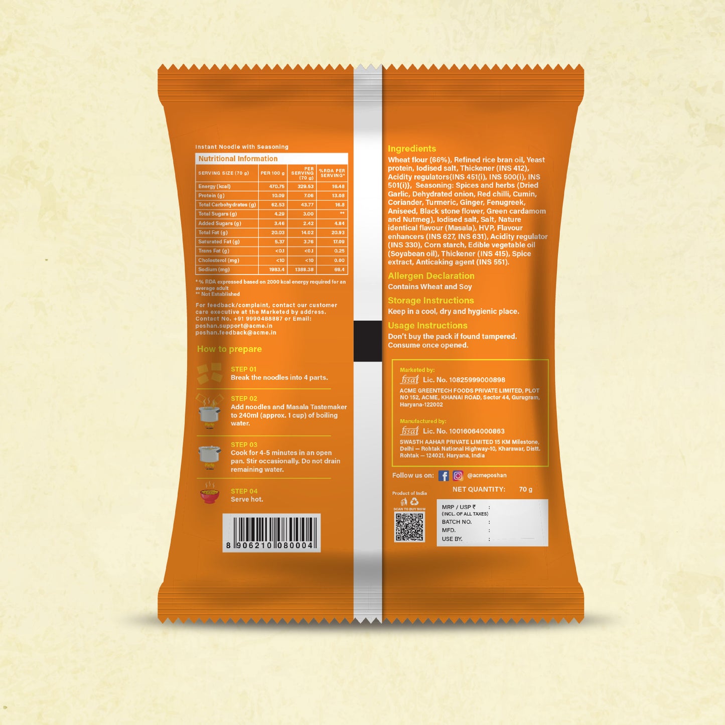 Nutri+ Noodles Indian Masala 70gms