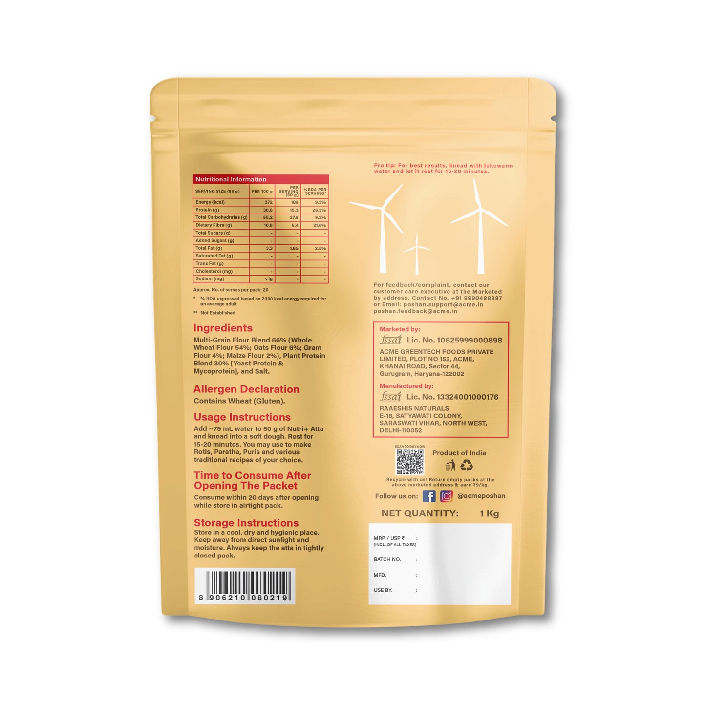 Acme Poshan High Protein Nutri + Atta 1kg..